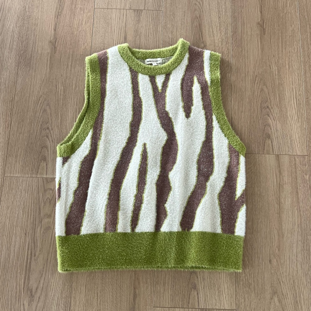 sweater vest brushed zebra print